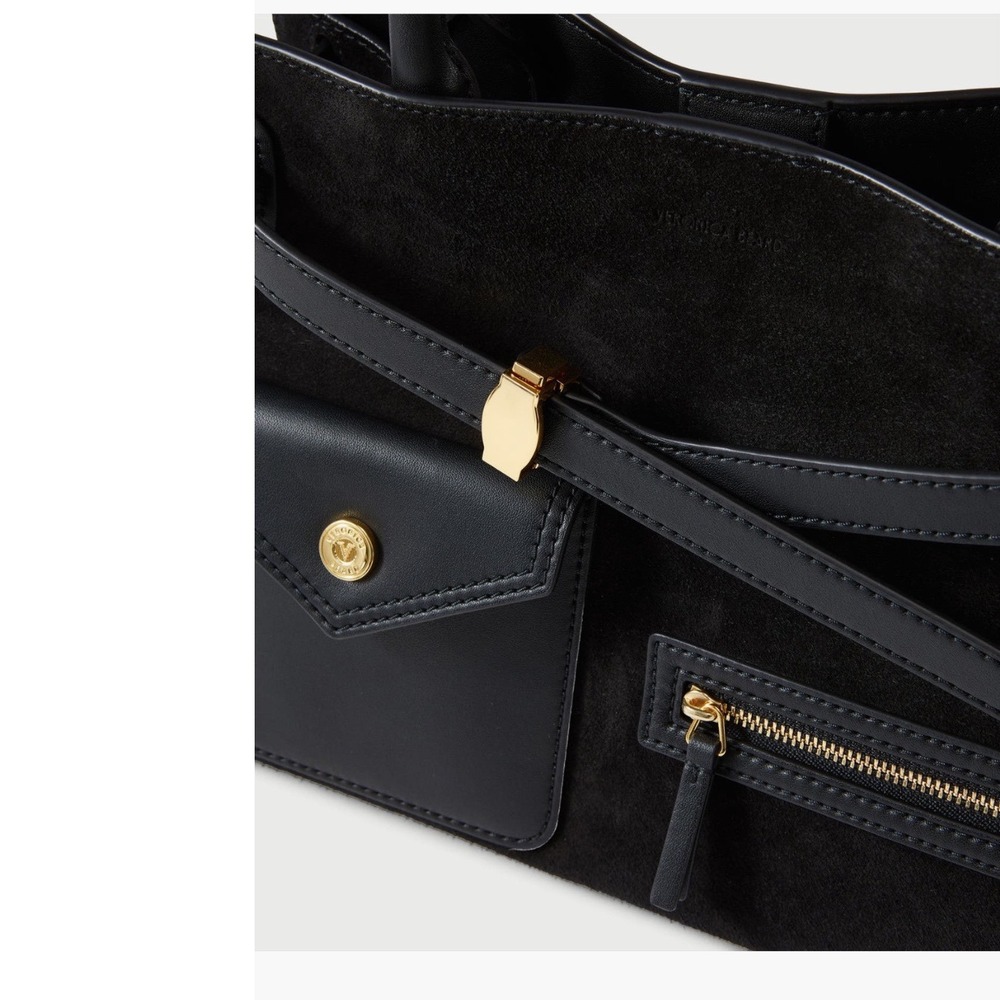 Veronica Beard Dash Cargo Top Handle Bag Suede Leather Satchel Crossbody Handbag - Picture 5 of 6